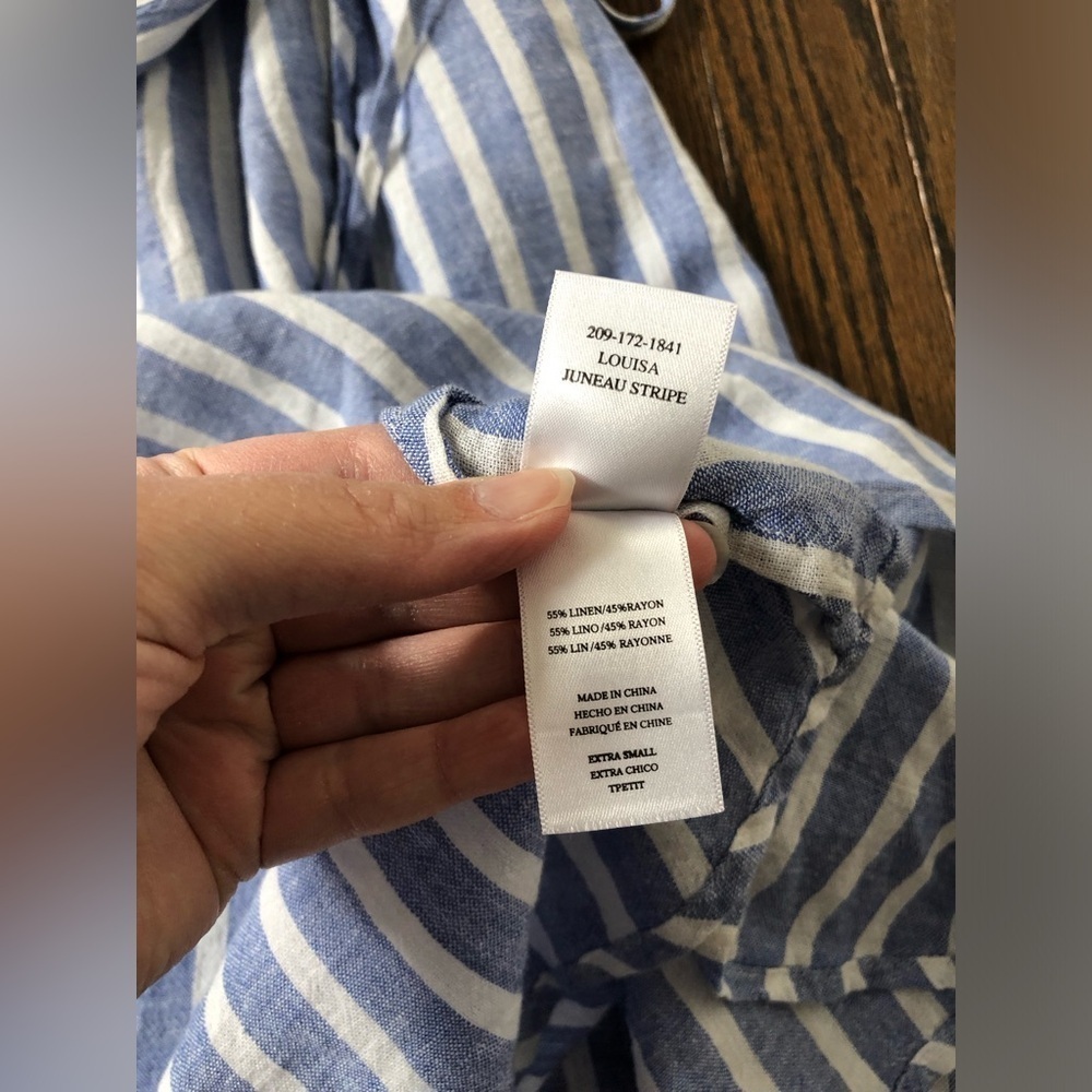 *NWT* Rails Women’s XS Light Blue/White Linen-Blend Louisa Juneau Stripe Dress - Picture 11 of 14